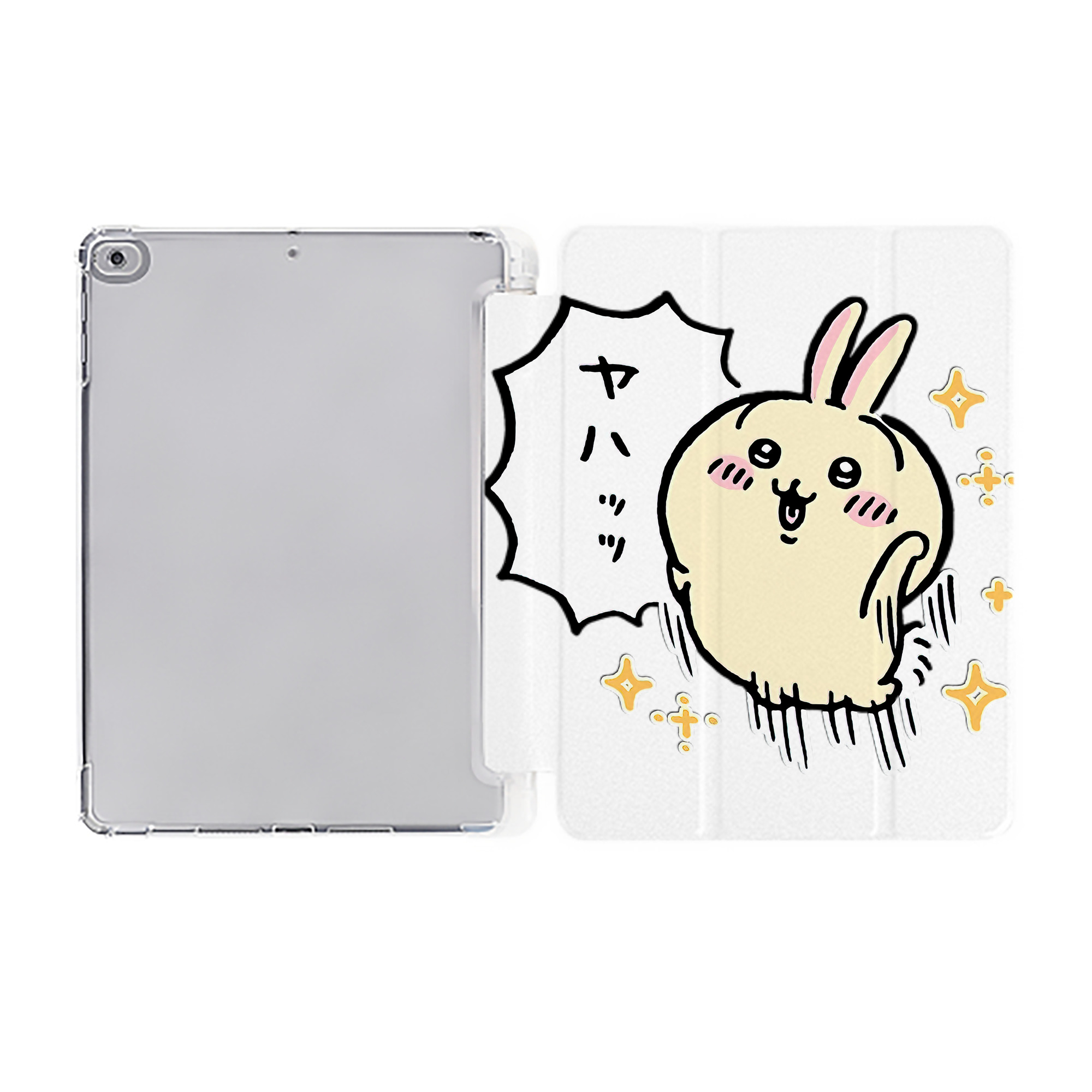 （画像用） ちいかわ うさぎ Chii-kawa usagi IPad ケース ペン収納付き 三つ折りスタンド PUレザー×シリコン 対応機種9.5/10.5/10.9インチ